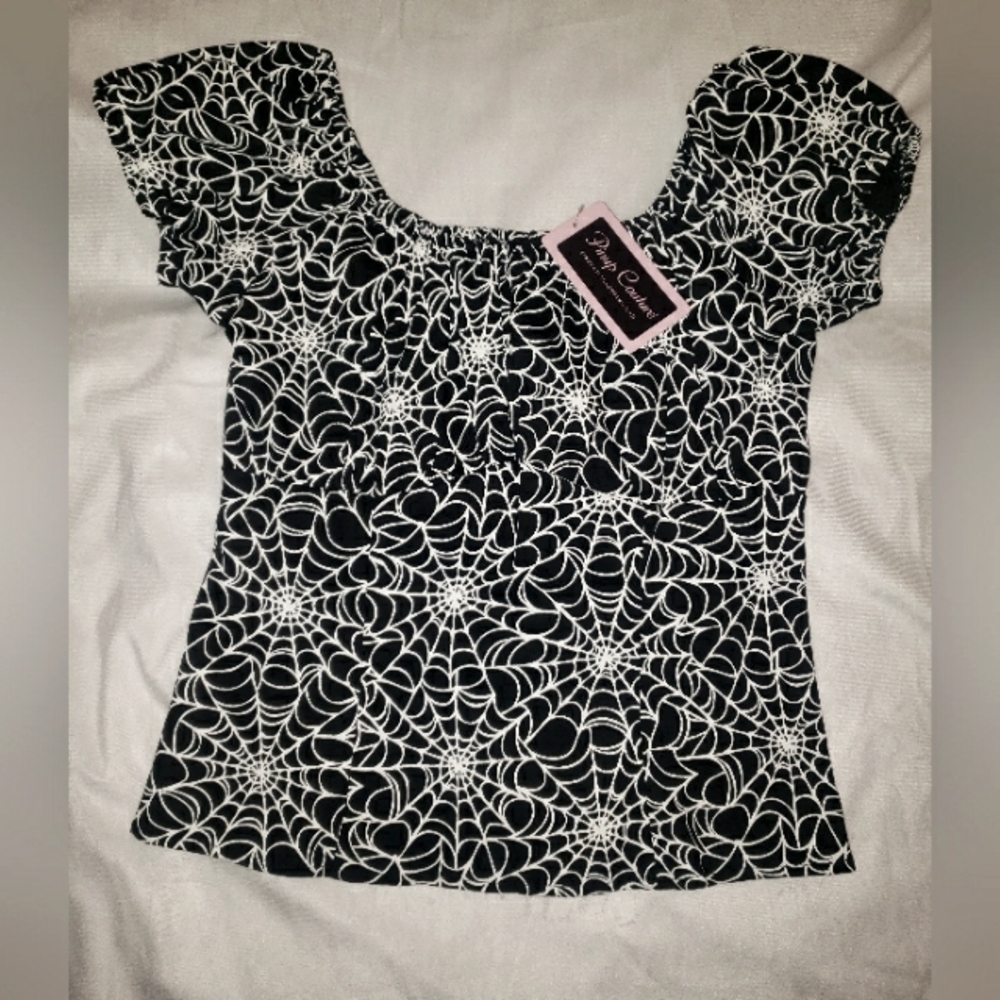 Pinup Couture Spiderweb Peasant Top